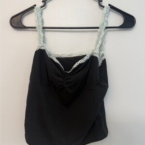 Black Lace Trim Tank Top